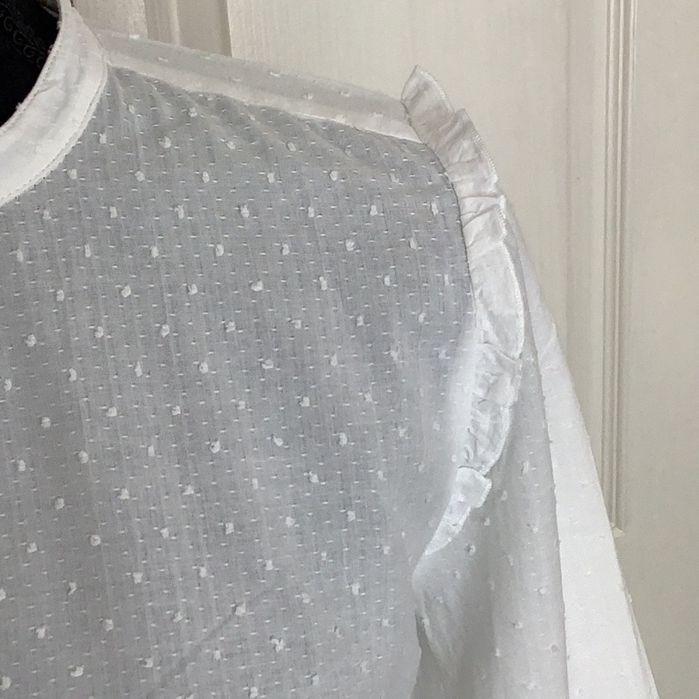 LOFT women’s white blouse ruffle shoulder cottagecore prairie western size small - Picture 3 of 5